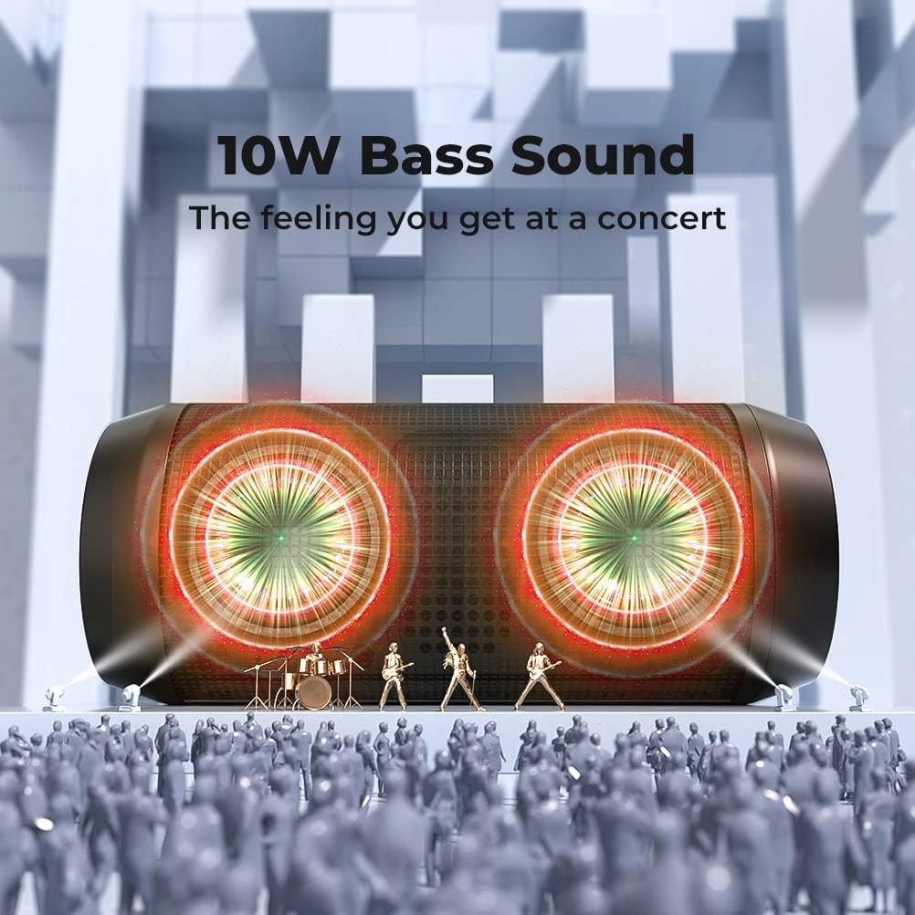 Głośnik przenośny Vosfeel HZ-9457-VF czarny 10 W Bluetooth TF LED