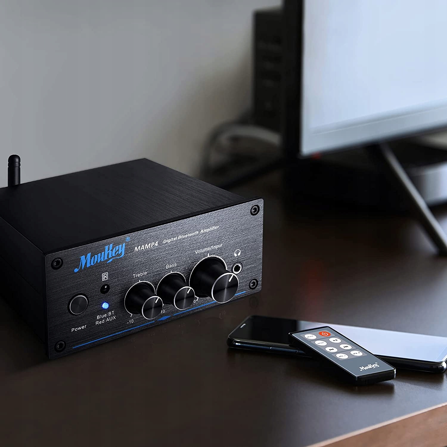 Wzmacniacz mocy Moukey MAMP4, Bluetooth 5.0 Czarny