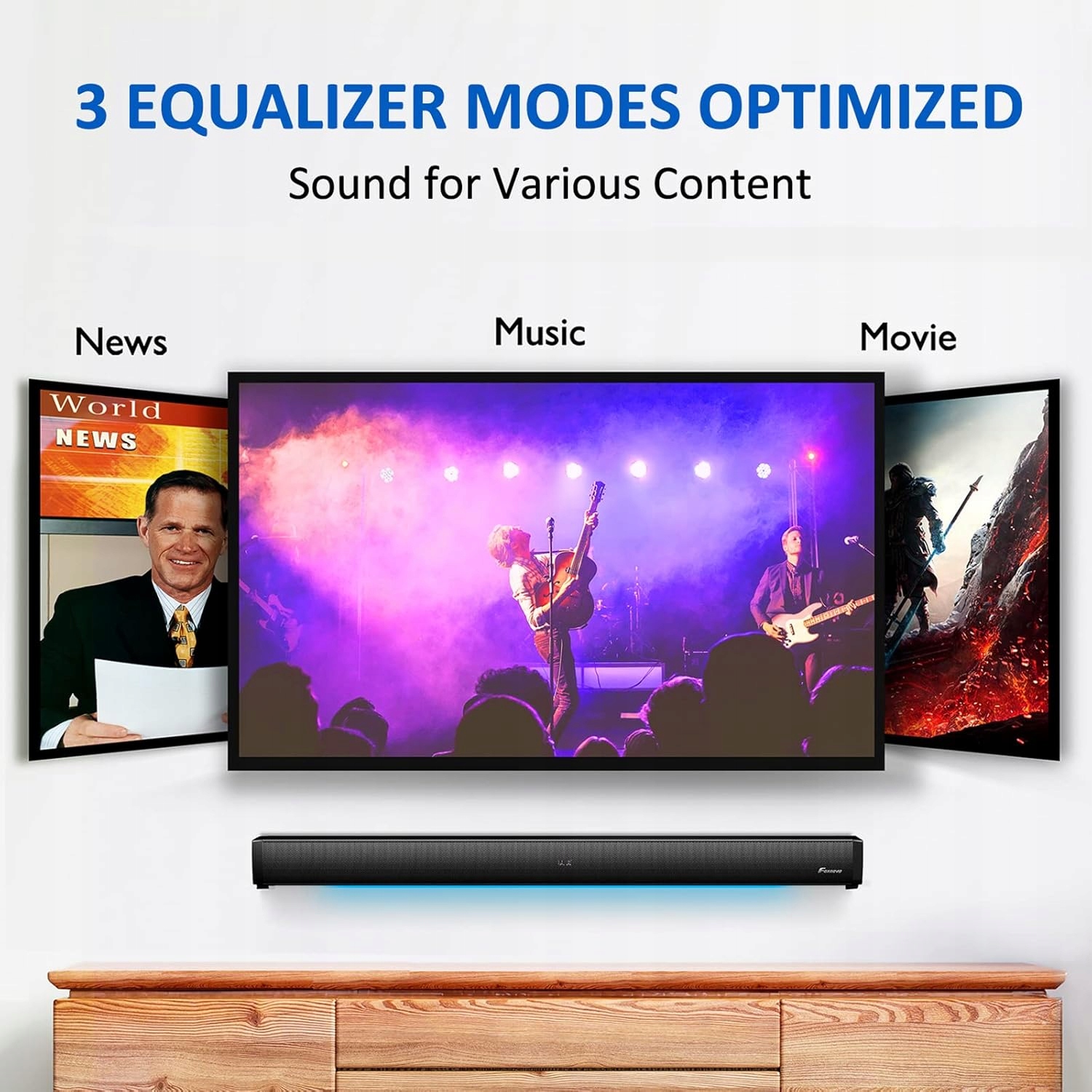 Foxnovo Soundbar MX2 z Bluetooth 6.0 Czarny z Niebieską Diodą LED 80W