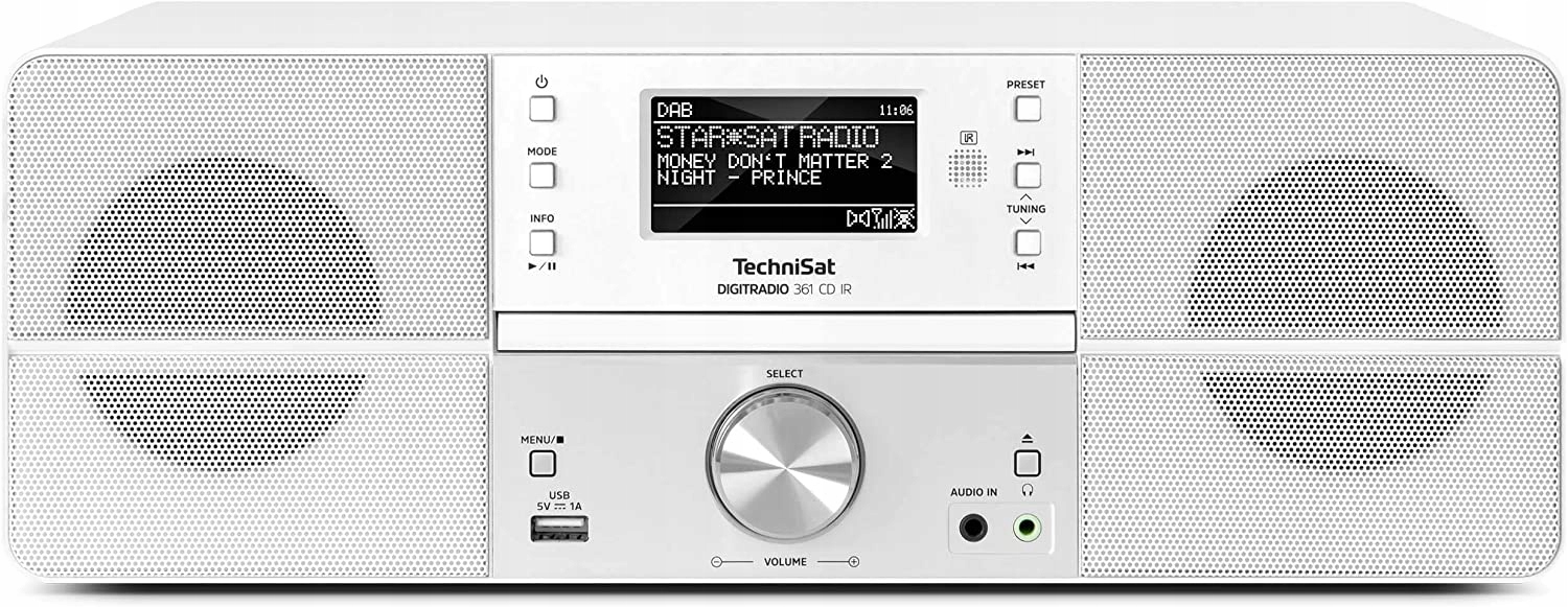 Radio sieciowe DAB+, FM, internetowe TechniSat DigitRadio 361 CD IR Białe