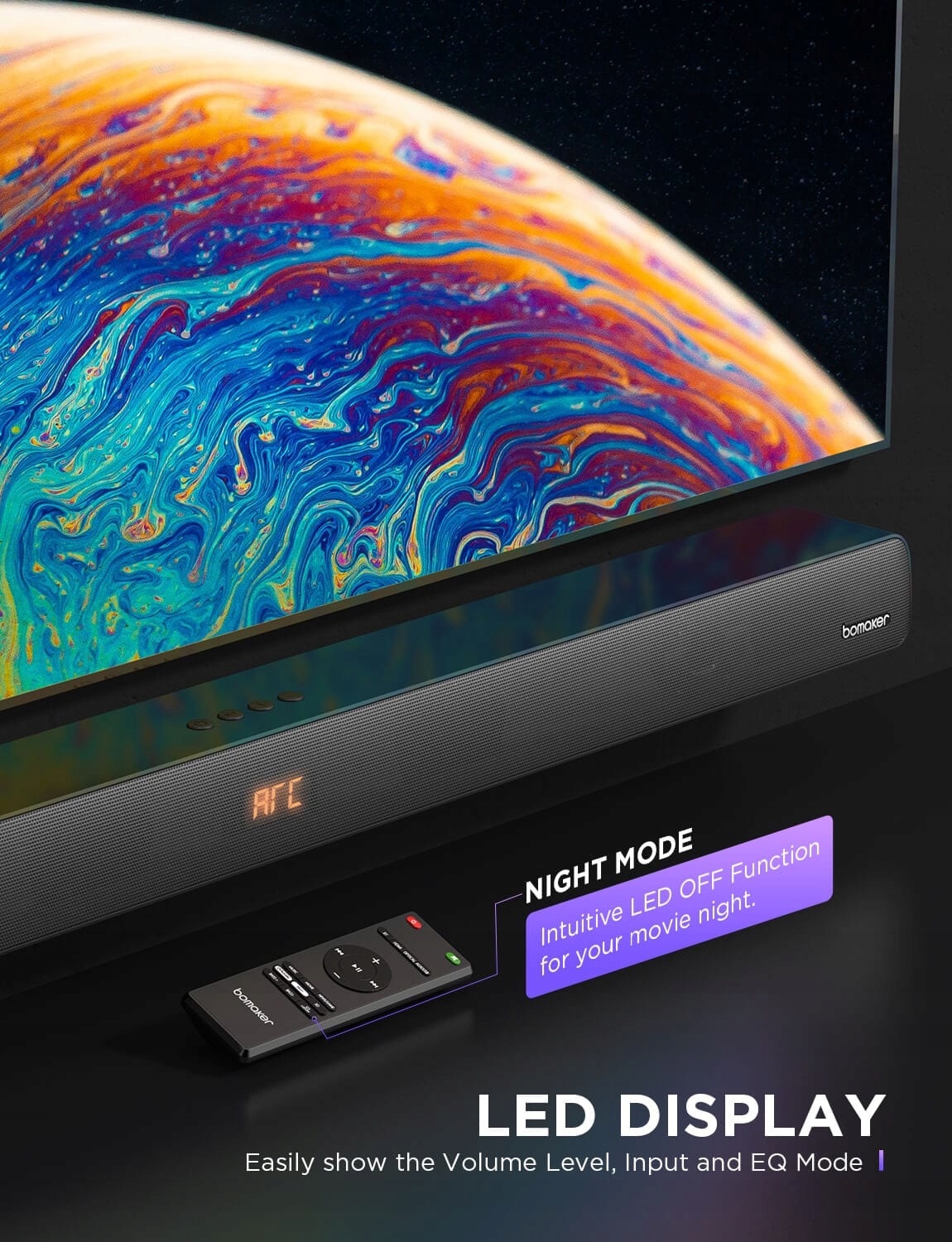 Soundbar Bomaker Odine IV 2.0 100W Bluetooth 5.0 HDMI ARC Czarny HIT !