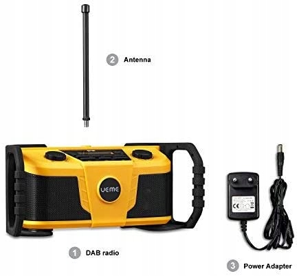 Radio budowlane Ueme DB322 DAB+ FM Bluetooth Żółty