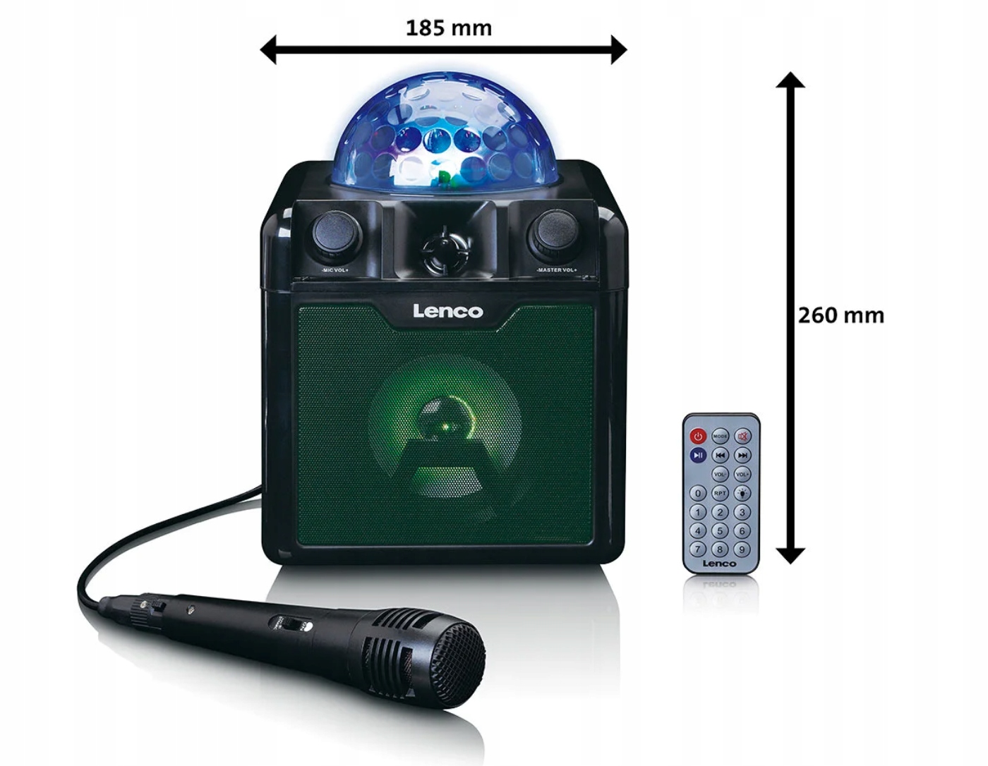 Głośnik AUX Z Bluetooth USB KULA LENCO BTC-050BK czarny 8W, Mikrofon, Pilot