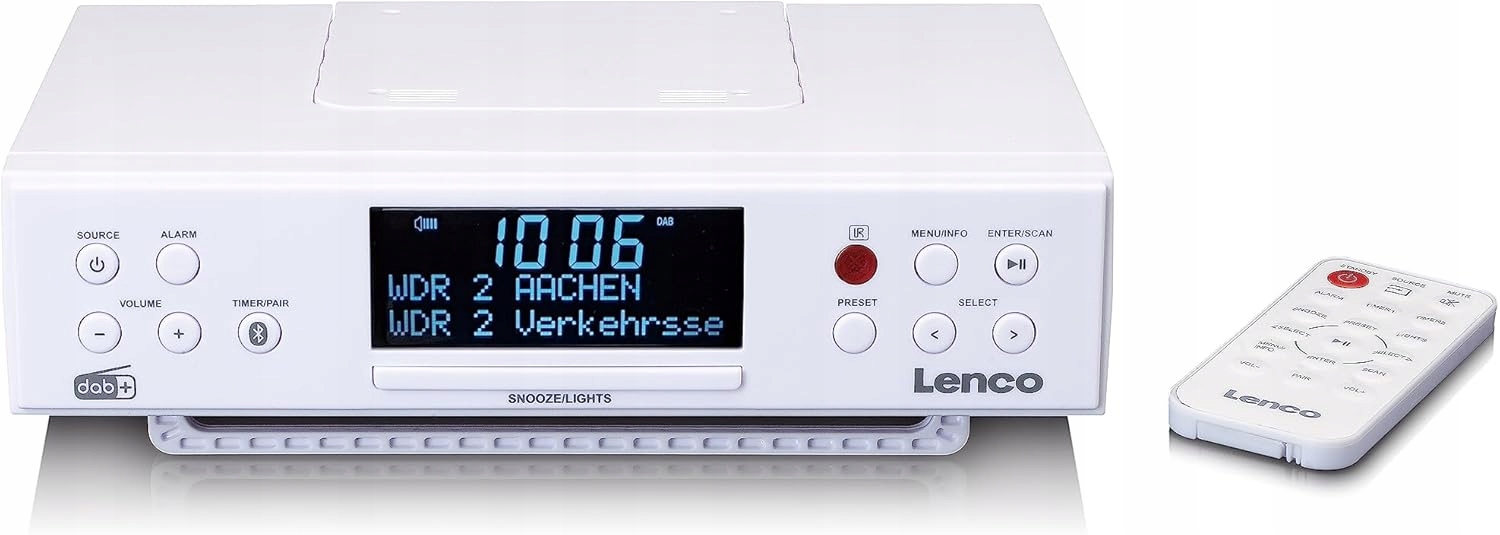 Radio kuchenne Lenco KCR-190WH FM/DAB z Bluetooth Oświetlenie LED TIMER