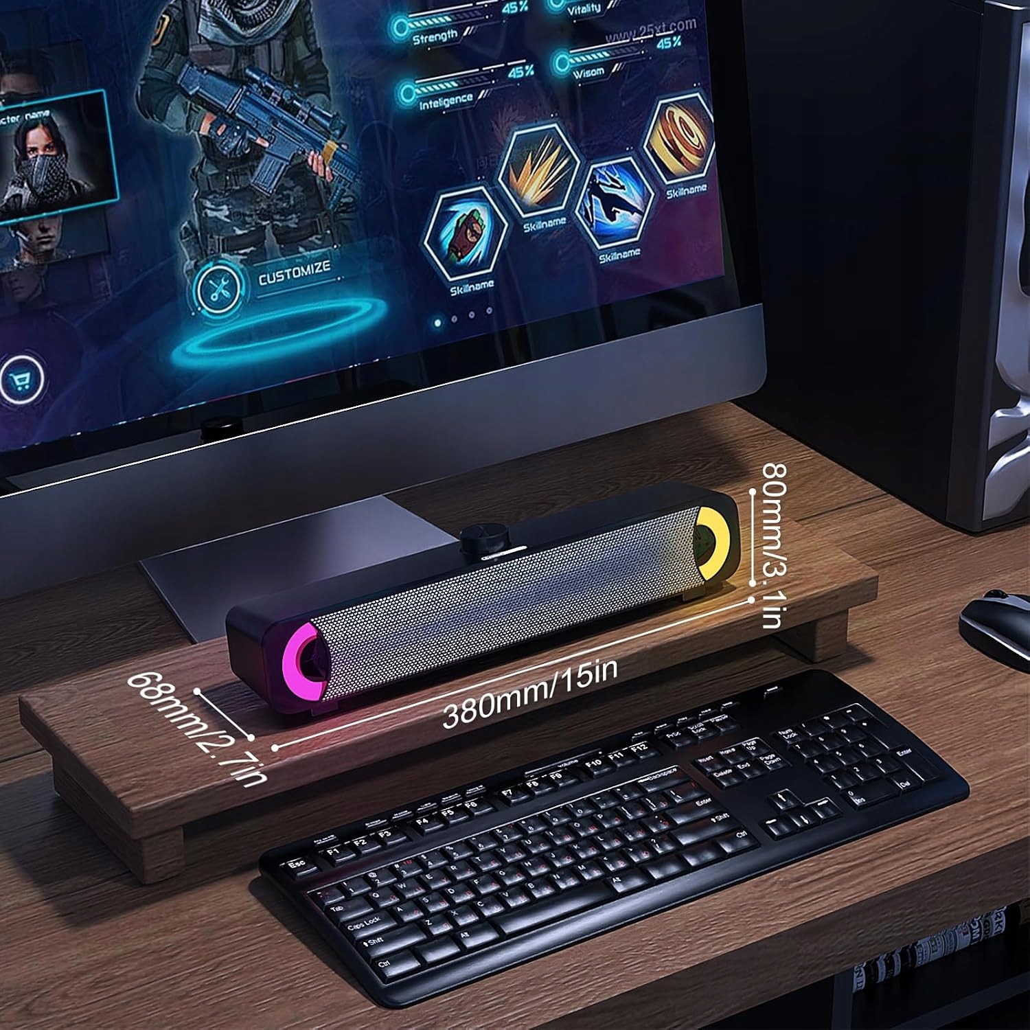 GŁOŚNIK KOMPUTEROWY USB AUX SOUNDBAR RGB HPYLIF -H Oświetlenie RGB