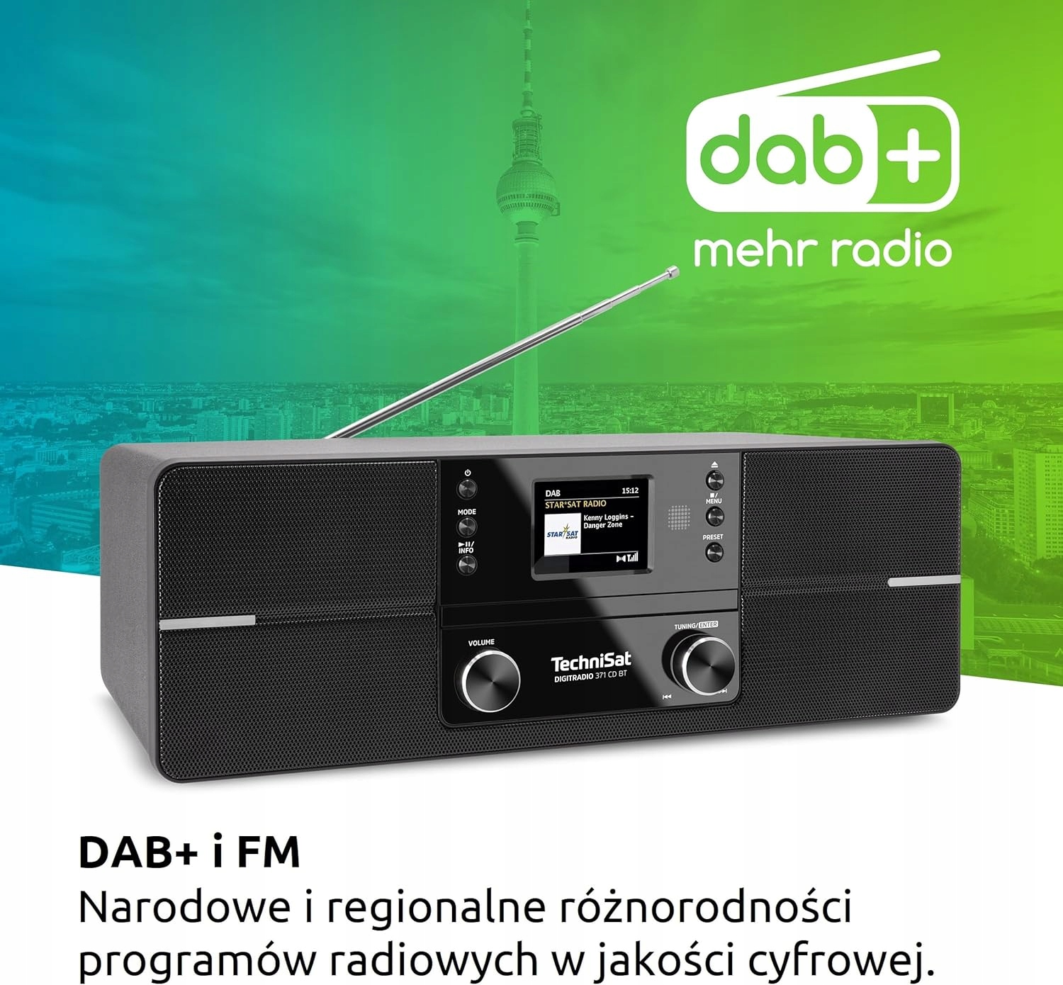 Radio sieciowe DAB+, FM TechniSat DigitRadio 371 CD Bluetooth Czarny Pilot