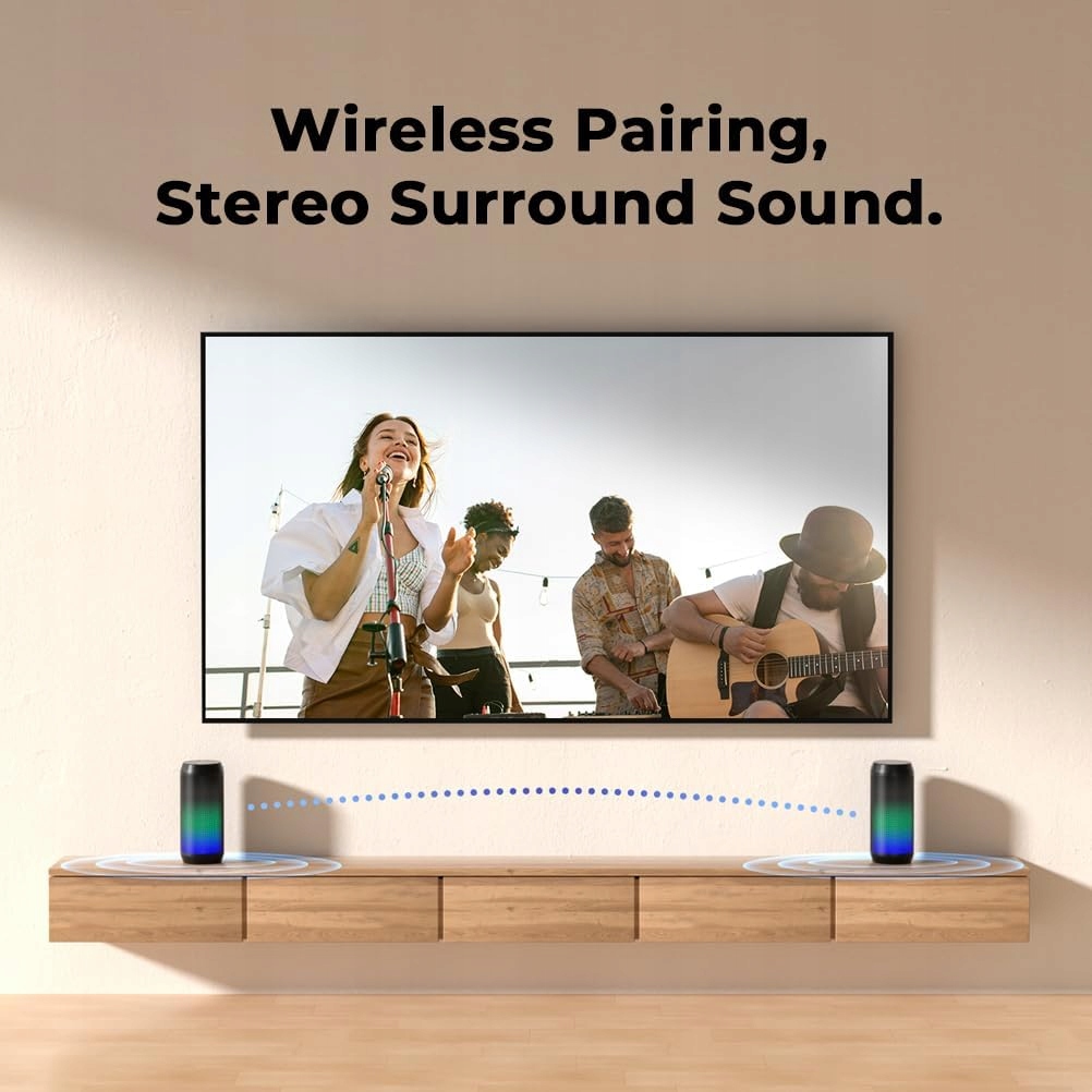 Głośnik przenośny Vosfeel HZ-9457-VF czarny 10 W Bluetooth TF LED