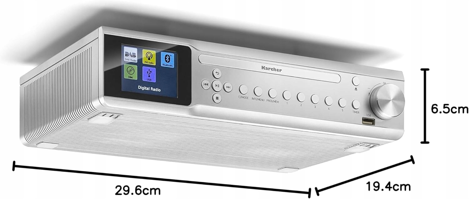 Radio Podszafkowe sieciowe DAB+, FM Karcher RA 2060D-S Srebrny
