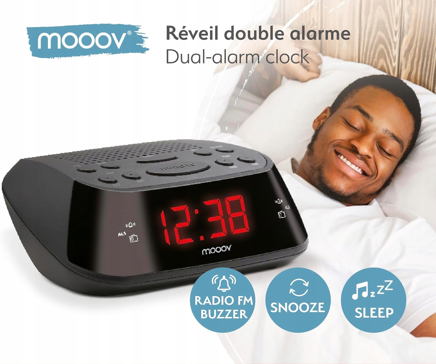 Radio sieciowe FM Metronic 477003 Radiobudzik, z podwójnym alarmem - Czarny