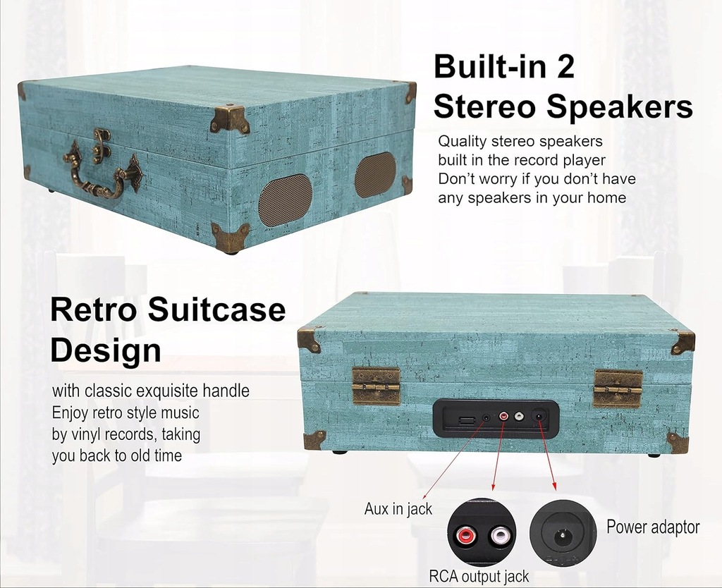 Gramofon walizkowy MERSOCO M433 odtwarzacz BLUTOOTH USB SD