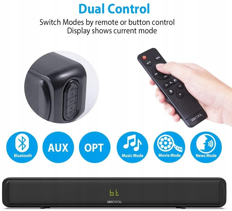 Soundbar Mrcool SB-001 2.0 30 W Bluetooth AUX OPT