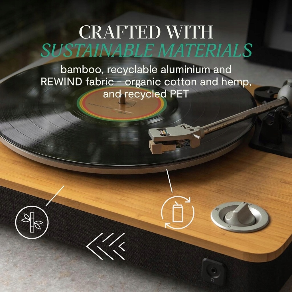 Gramofon House Of Marley Stir It Up Brązowy USB RCA 33-45 RPM, Anti-Skating