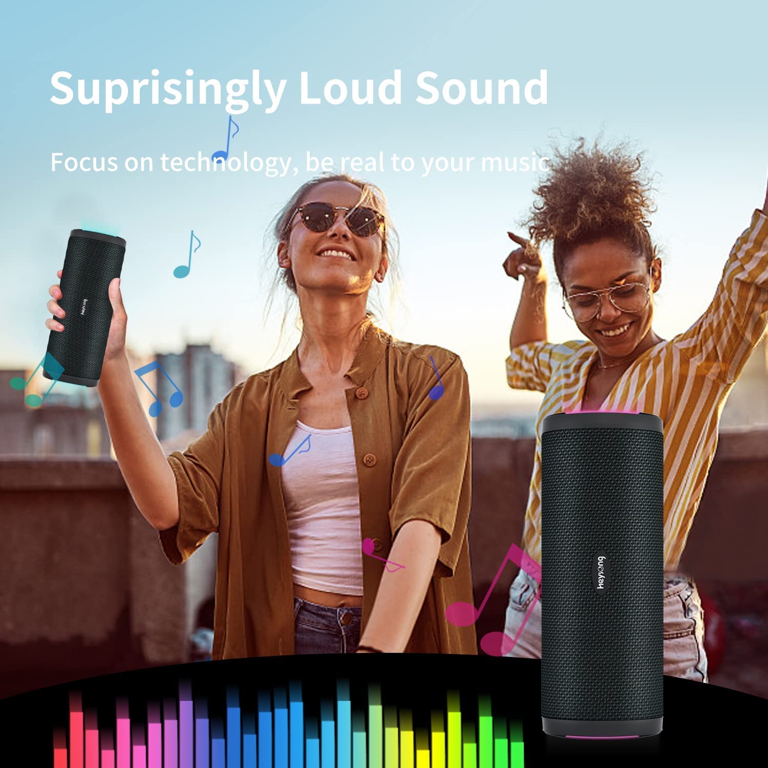 Głośnik stereo HEYSONG REVERB Bluetooth IPX7 360°