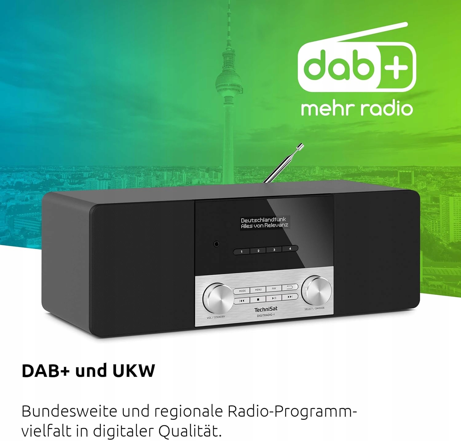 Radio sieciowe DAB+, FM TECHNISAT Digitradio 4 Czarny Bluetooth
