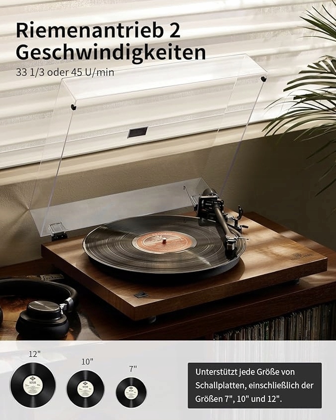 Gramofon ANGELS HORN HP-H019 z przedwzmacniaczem, 33 i 45 obr./min Brązowy