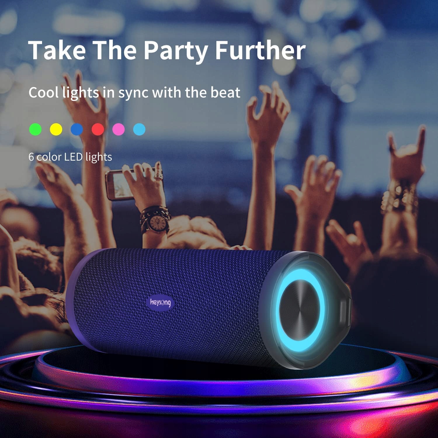 Głośnik stereo HEYSONG REVERB Bluetooth IPX7 360°