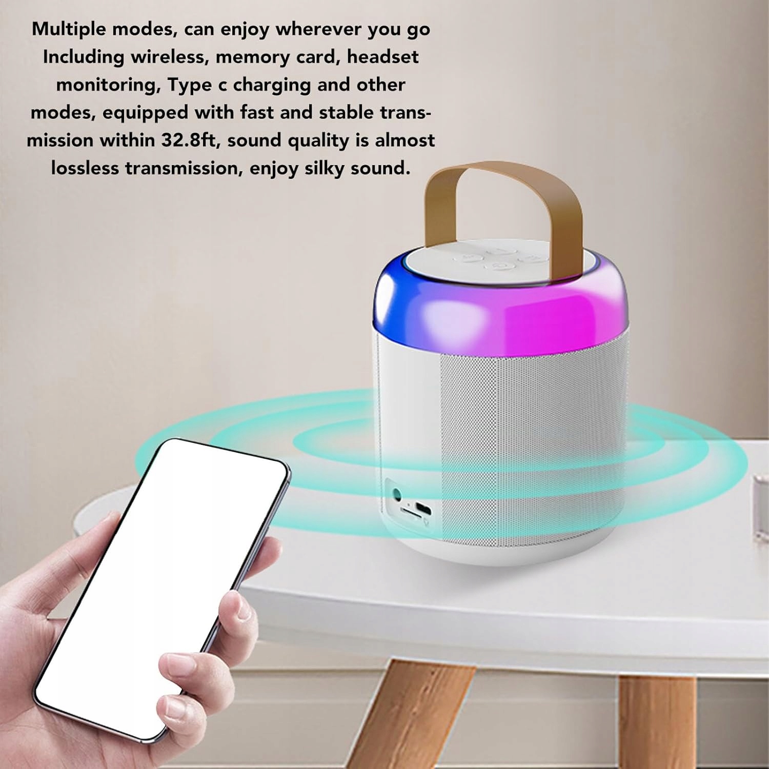 Karaoke Dpofirs RGB przenośne głośnik karaoke Bluetooth + 2 Mikrofony HIT !