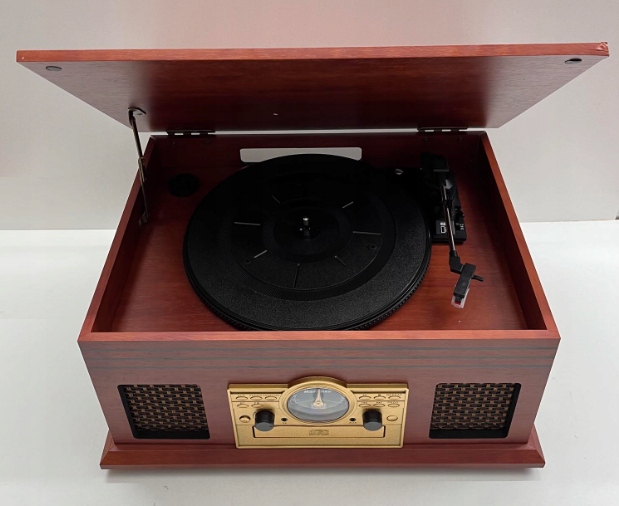 Gramofon Karcher NO-036 brązowy Odtwarzacz CD, Bluetooth, kasety, USB, FM