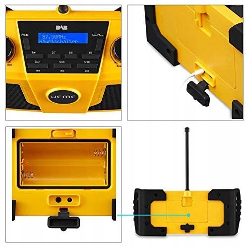 Radio budowlane Ueme DB322 DAB+ FM Bluetooth Żółty