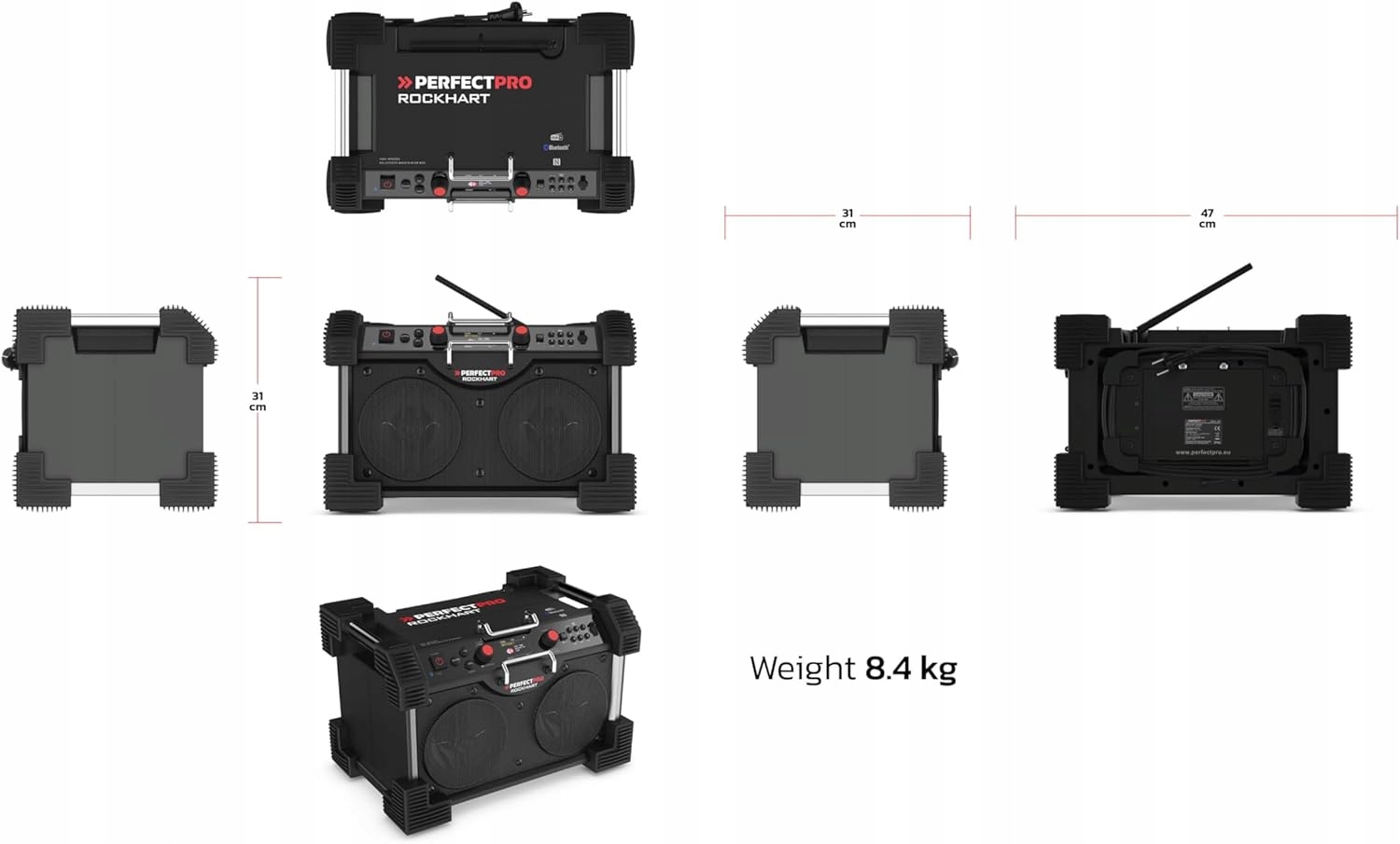 Radio Budowlane PerfecPro ROCKHART RH4 DAB+ i FM, Bluetooth Czarny