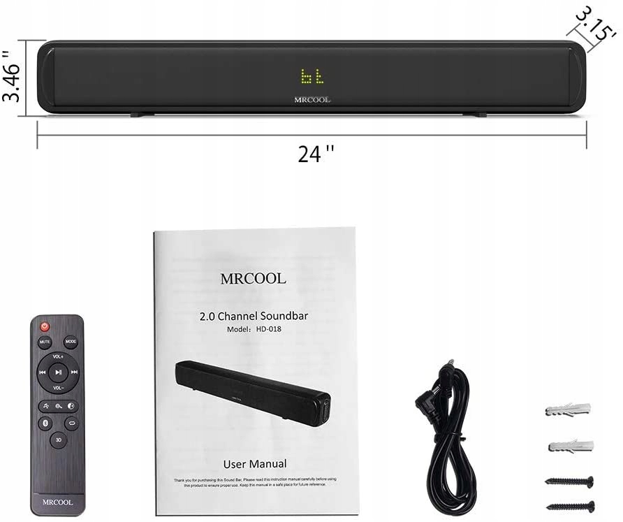 Soundbar Mrcool SB-001 2.0 30 W Bluetooth AUX OPT