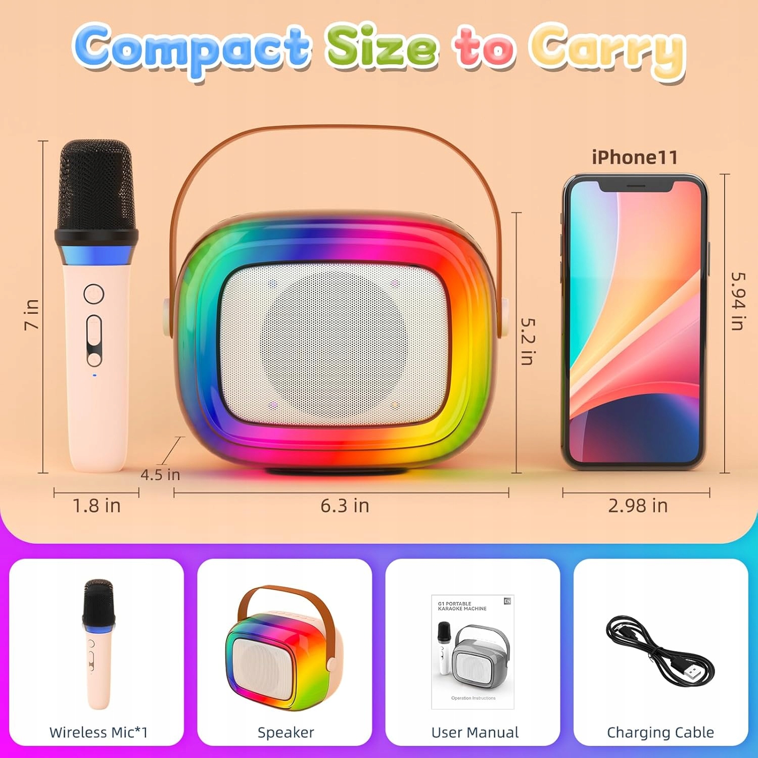 Karaoke GUYUCOM G1 przenośne głośnik karaoke Bluetooth + 2 Mikrofony HIT !