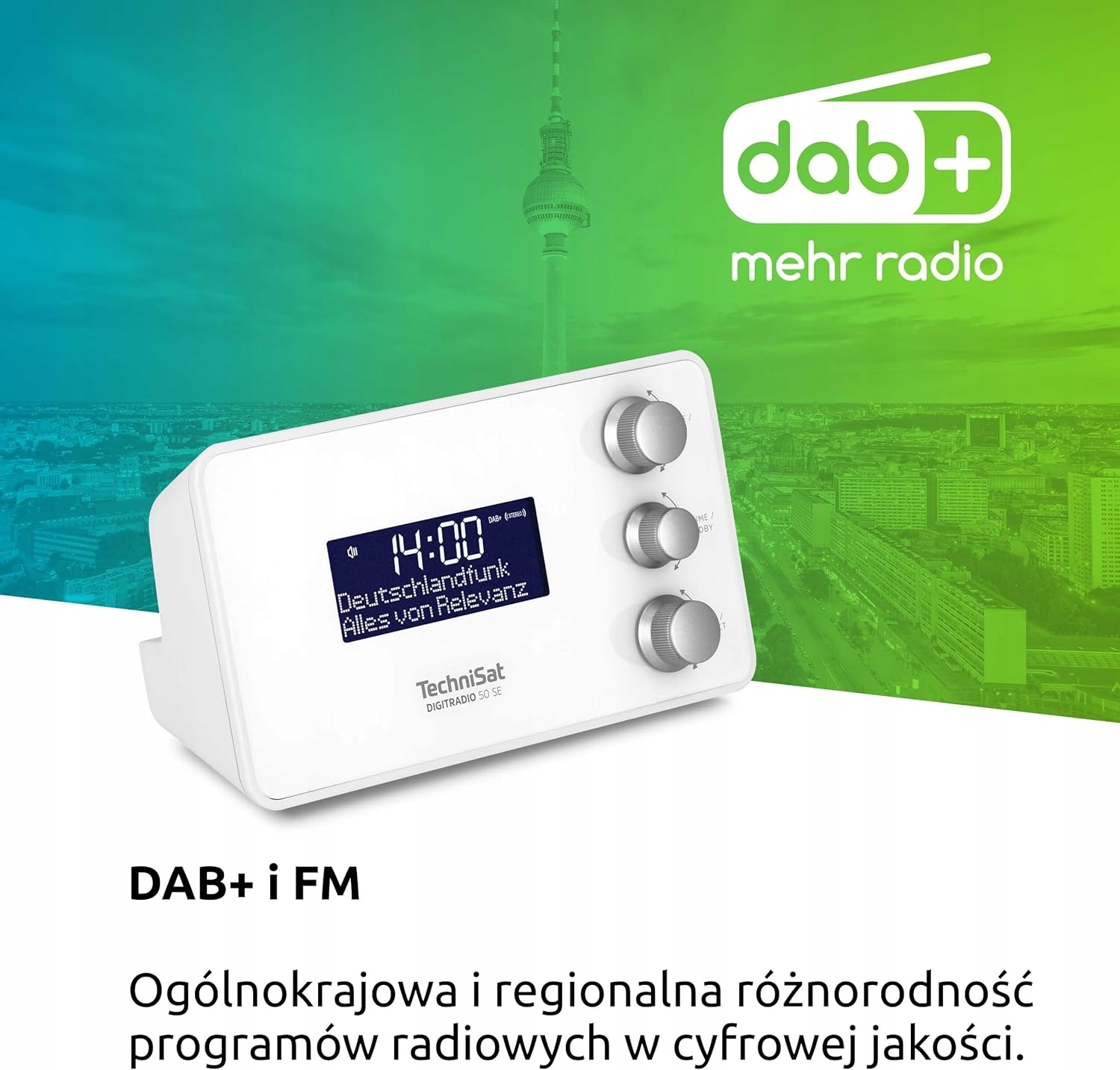 Radio sieciowe DAB+, FM TechniSat DIGITRADIO 50 SE Biały HIT !