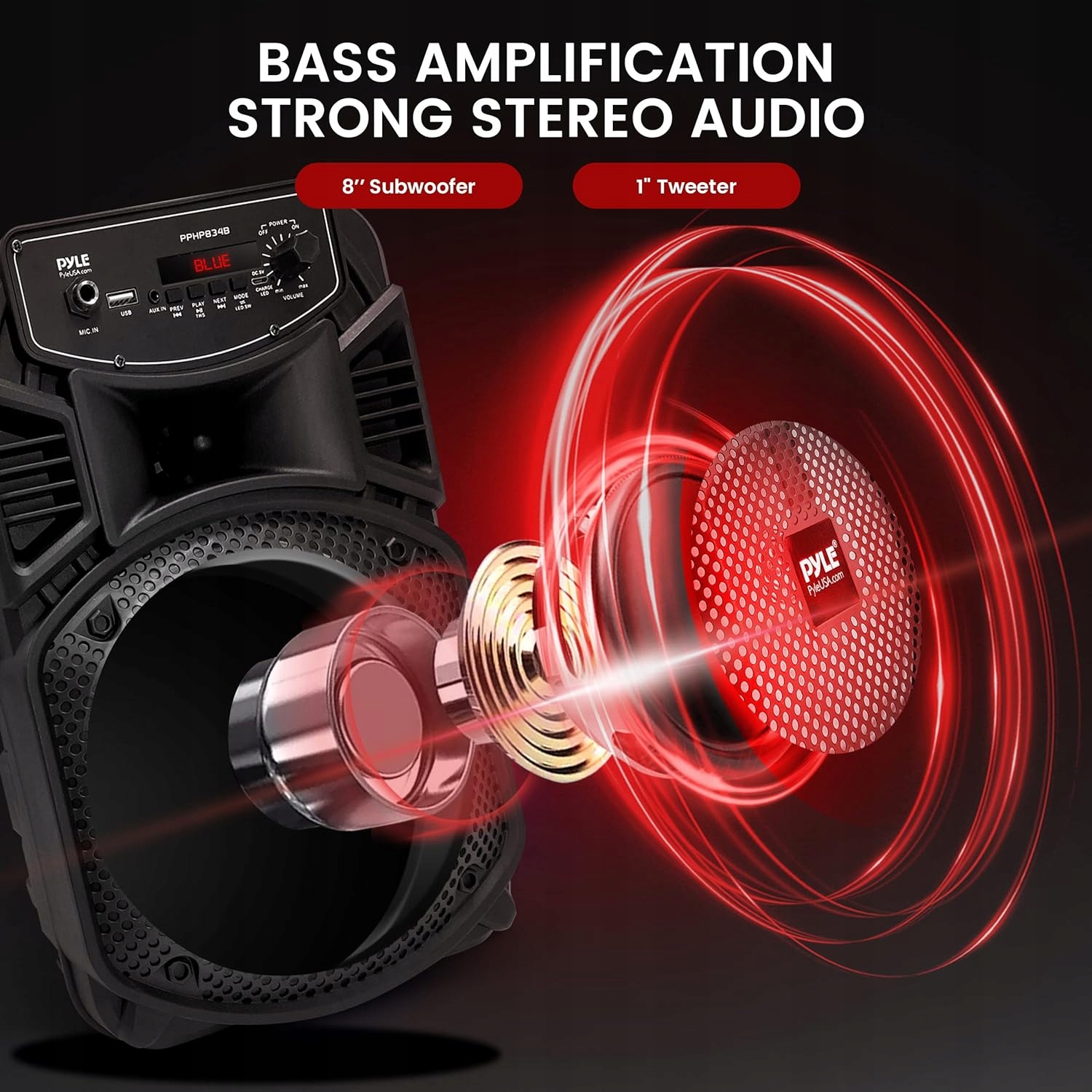 Głośnik bezprzewodowy Bluetooth Pyle PA PPHP834B Bluetooth+ GRATIS MIKROFON