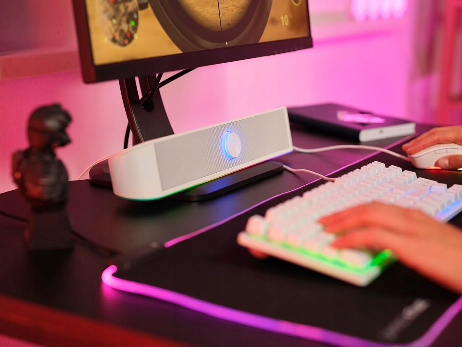 Trust Gaming GXT 619 W Thorne Soundbar Oświetlenie RGB 12W USB AUX Biały