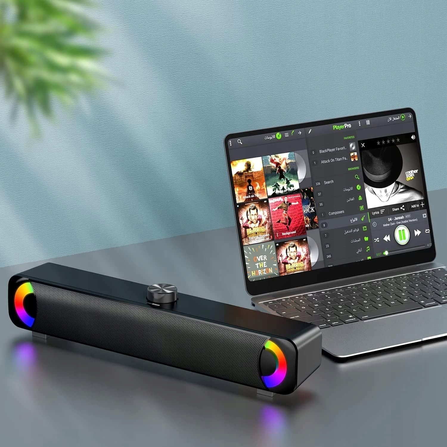 GŁOŚNIK KOMPUTEROWY USB AUX SOUNDBAR RGB HPYLIF -H Oświetlenie RGB