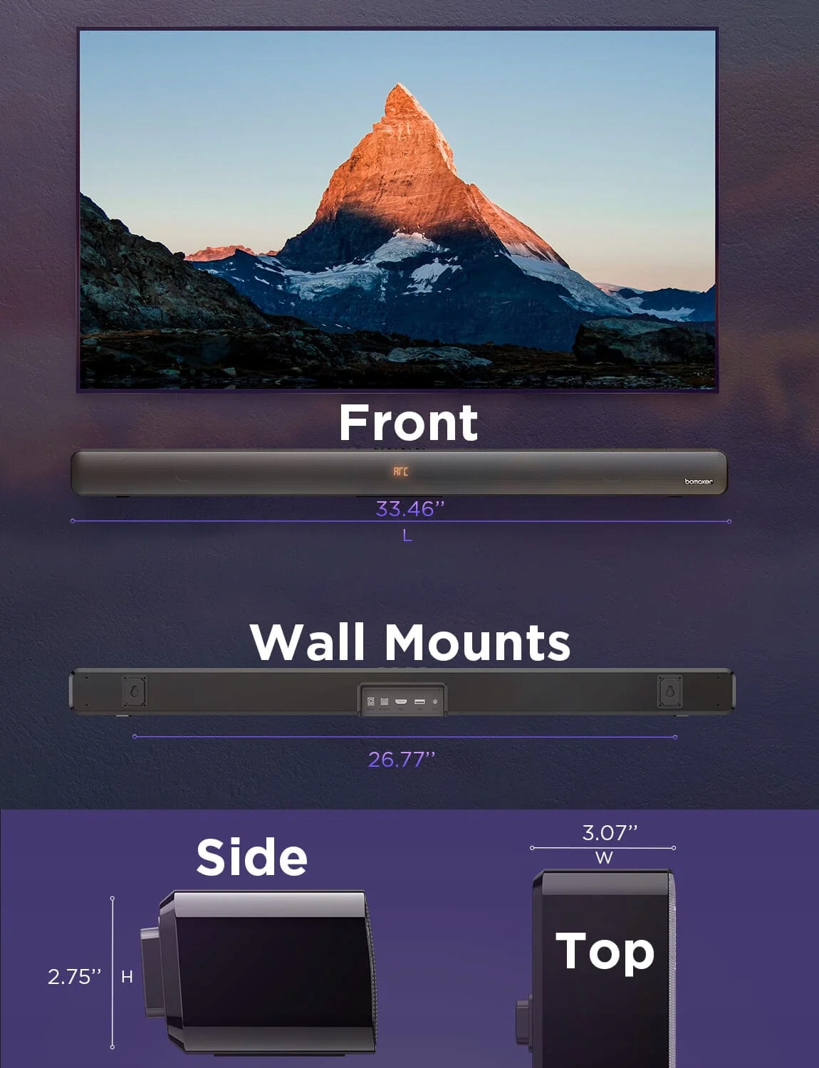 Soundbar Bomaker Odine IV 2.0 100W Bluetooth 5.0 HDMI ARC Czarny HIT !