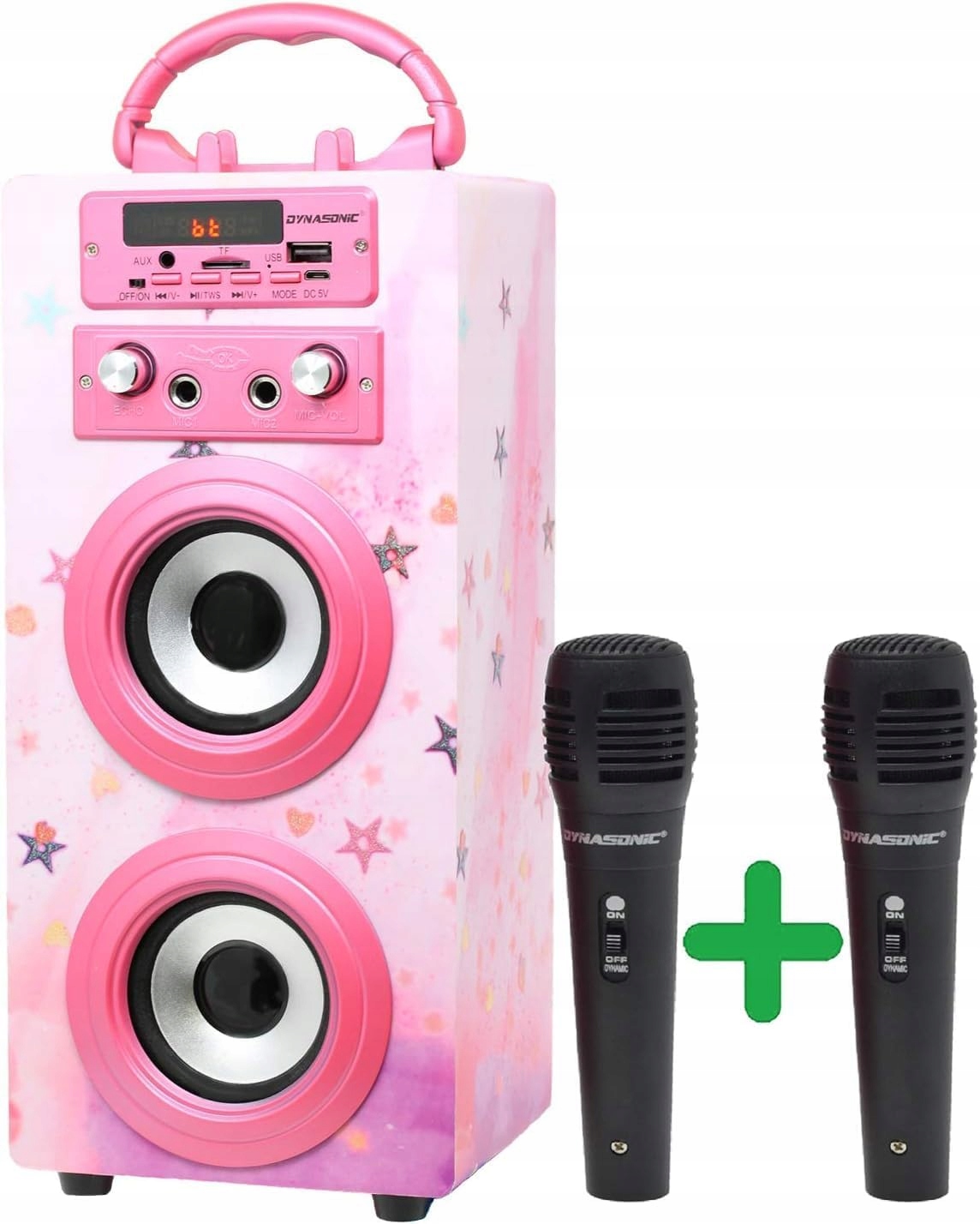 Głośnik przenośny Karaoke Dynasonic E-025 Bluetooth FM AUX USB + Mikrofony