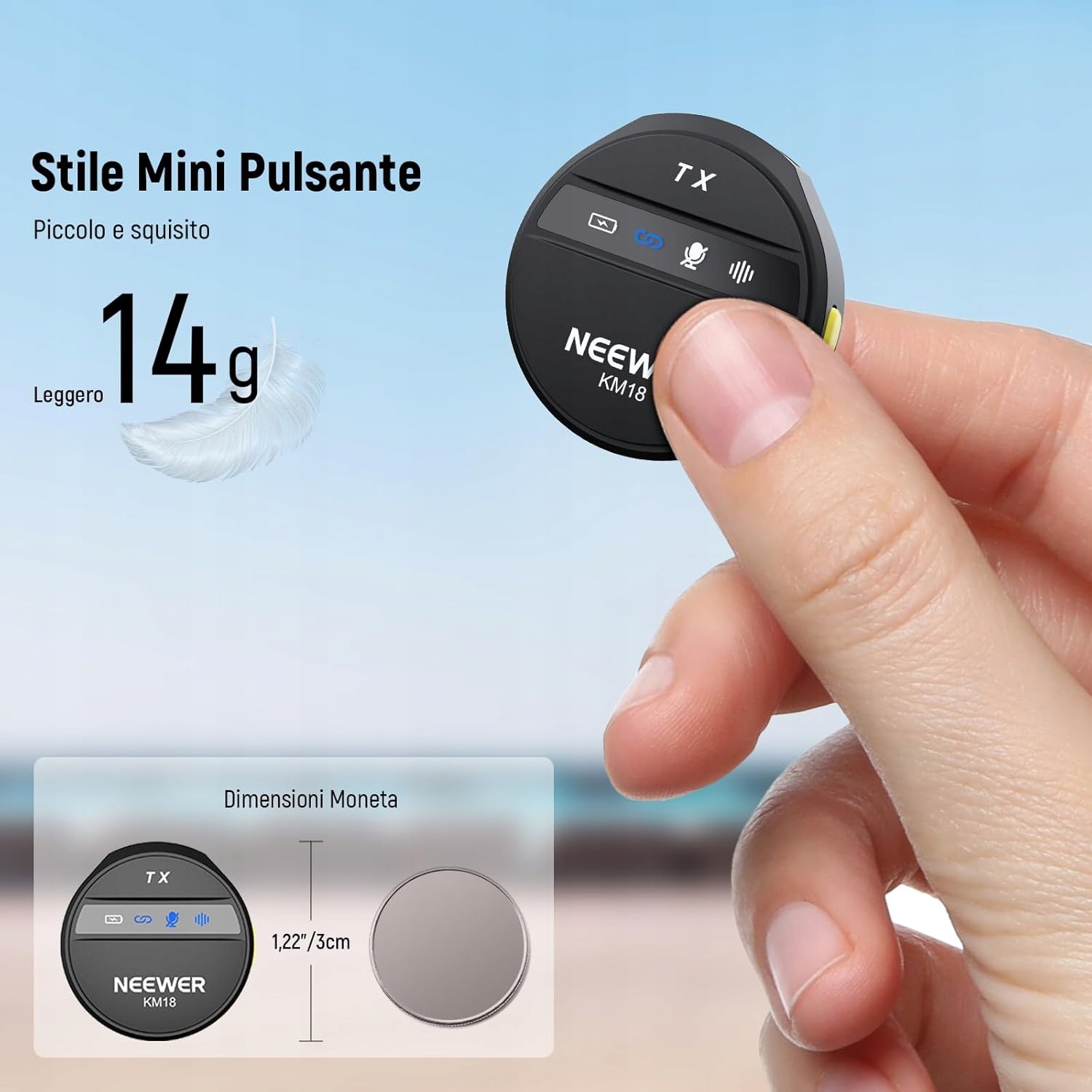 Mikrofon bezprzewodowy krawatowy Neewer KM18 zasięg 200m, nagrywanie wideo