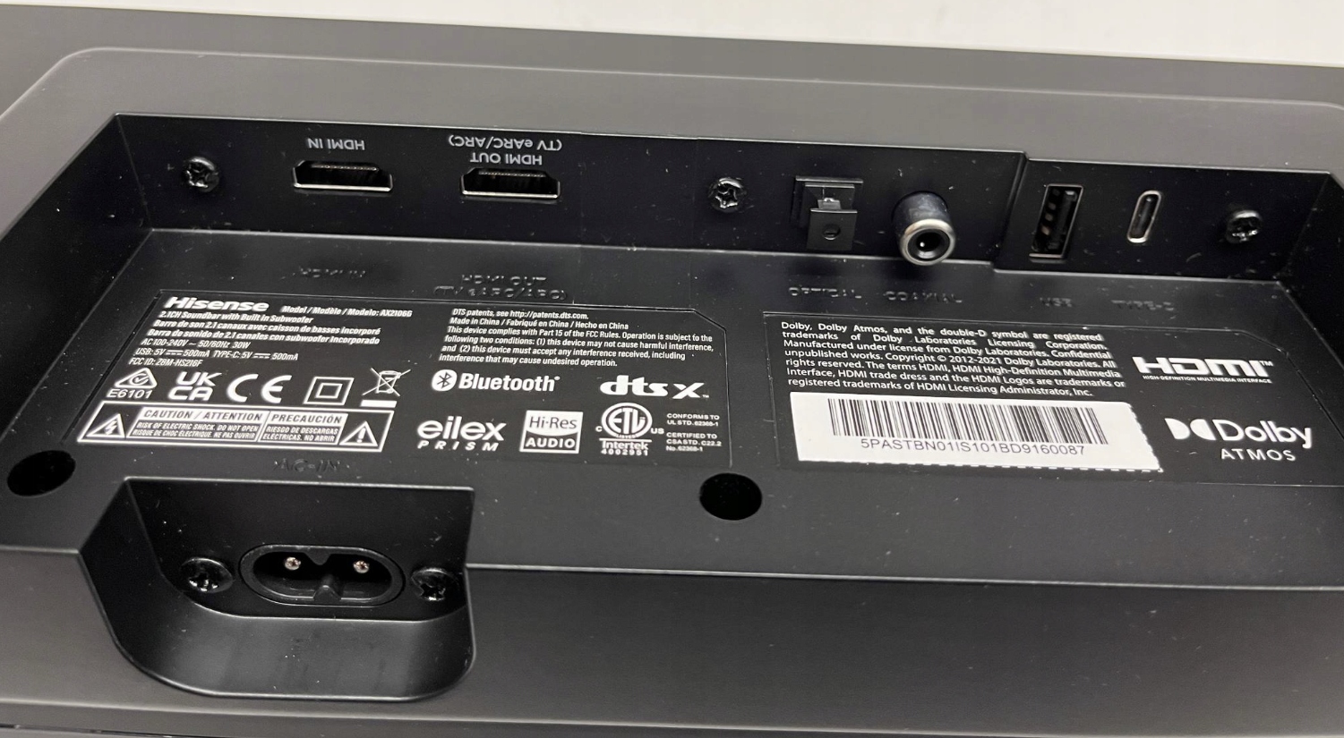 Hisense AX2106G 2.1-kanałowy soundbar z wbudowanym subwooferem, 240 W BT