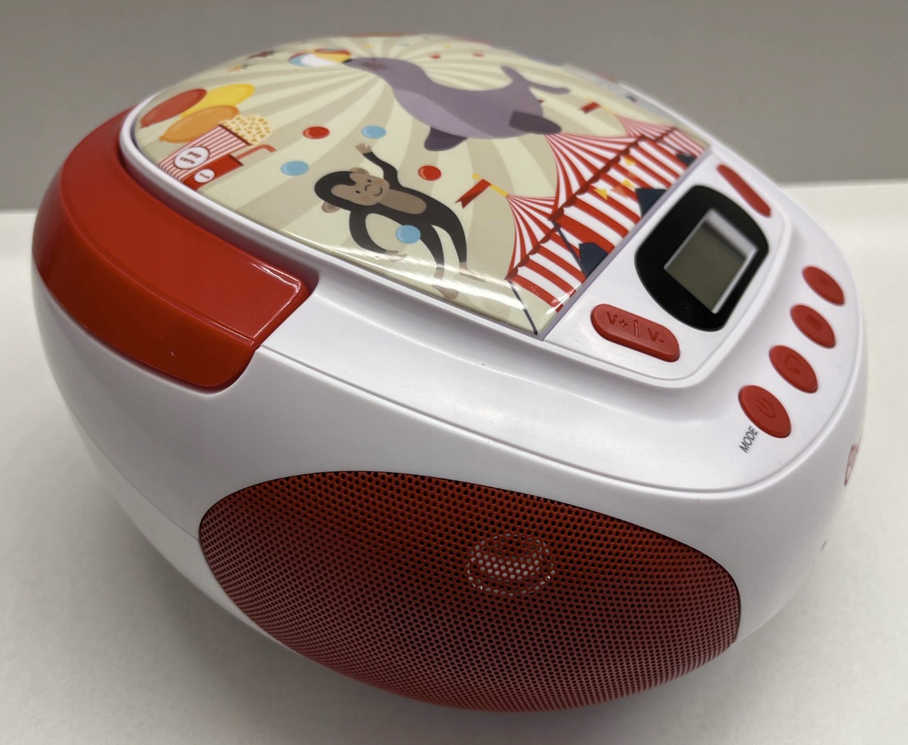 Metronic Odtwarzacz CD Circus z wejściem USB AUX czerwono biały cyrk