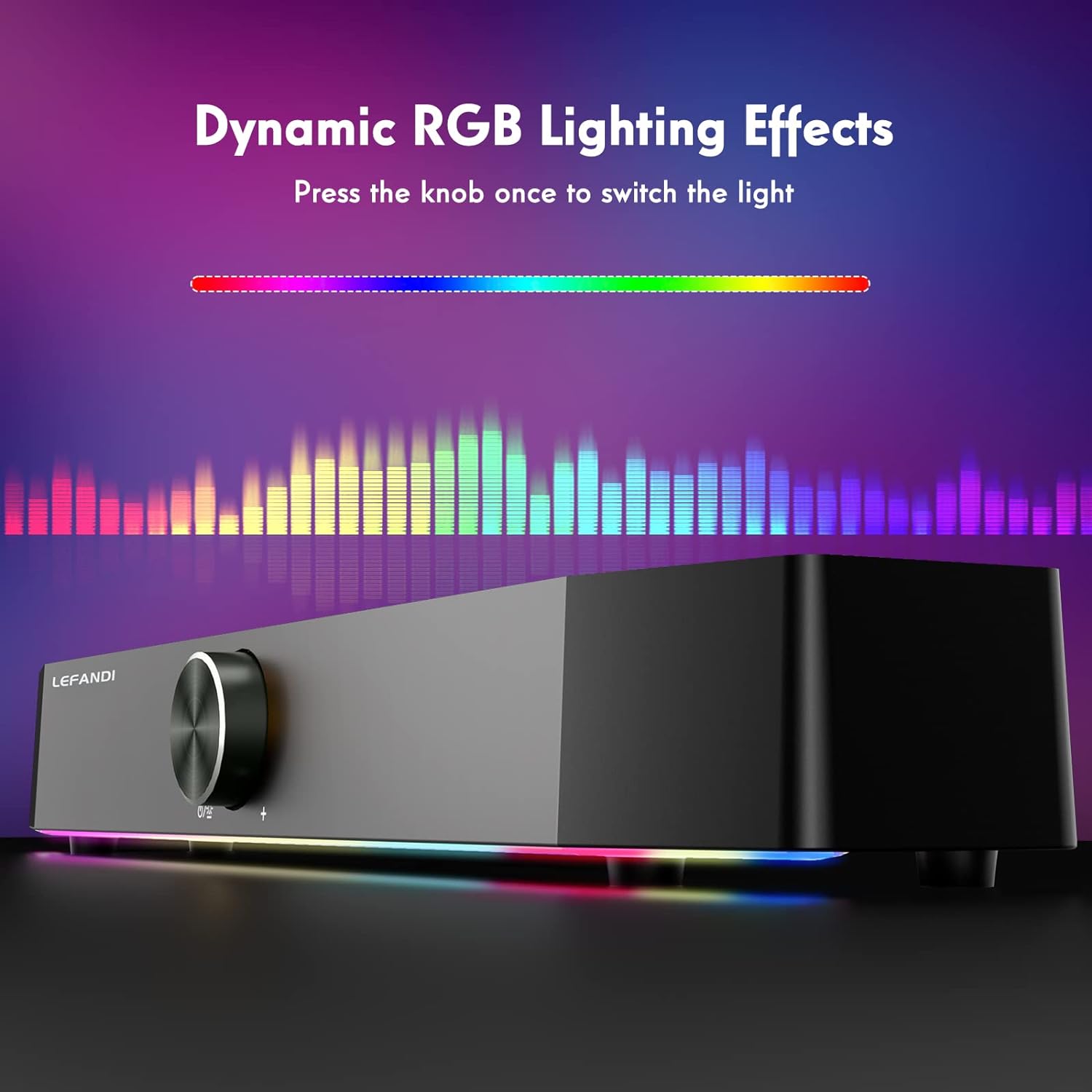 Głośnik przenośny komputerowy LEFANDI D528 czarny 10 W Oświetlenie RGB HIT!