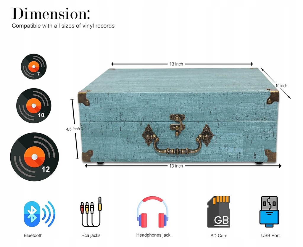 Gramofon walizkowy MERSOCO M433 odtwarzacz BLUTOOTH USB SD