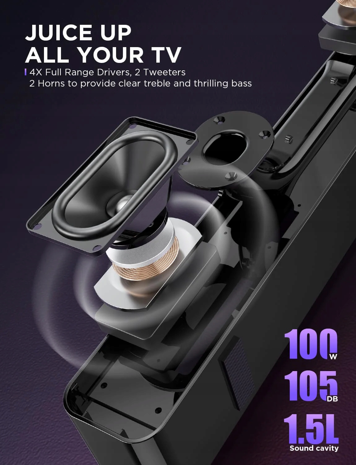 Soundbar Bomaker Odine IV 2.0 100W Bluetooth 5.0 HDMI ARC Czarny HIT !