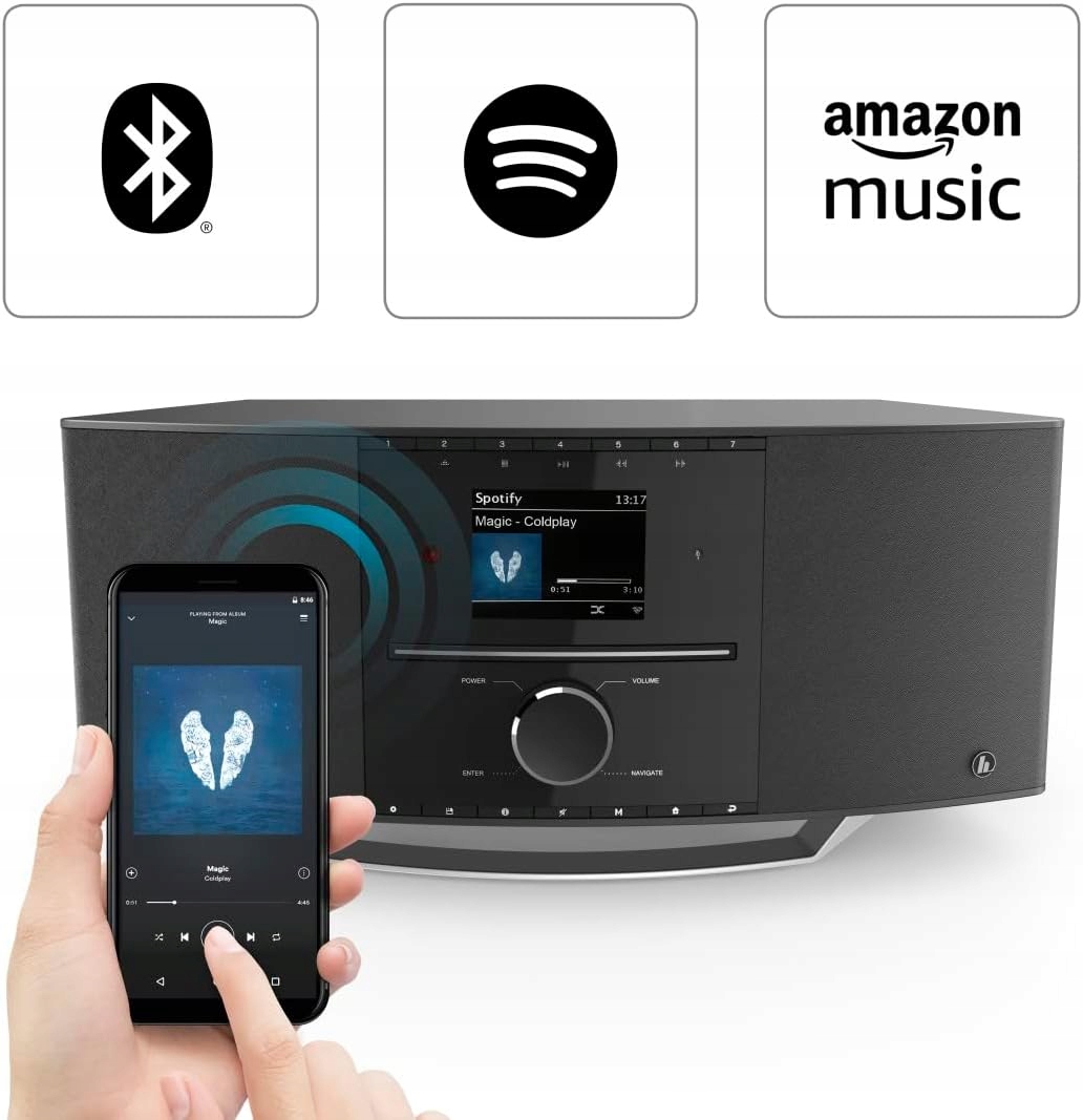 Radio sieciowe DAB+, FM, internetowe Hama DIR3510SCBTX Odtwarzacz CD Czarny