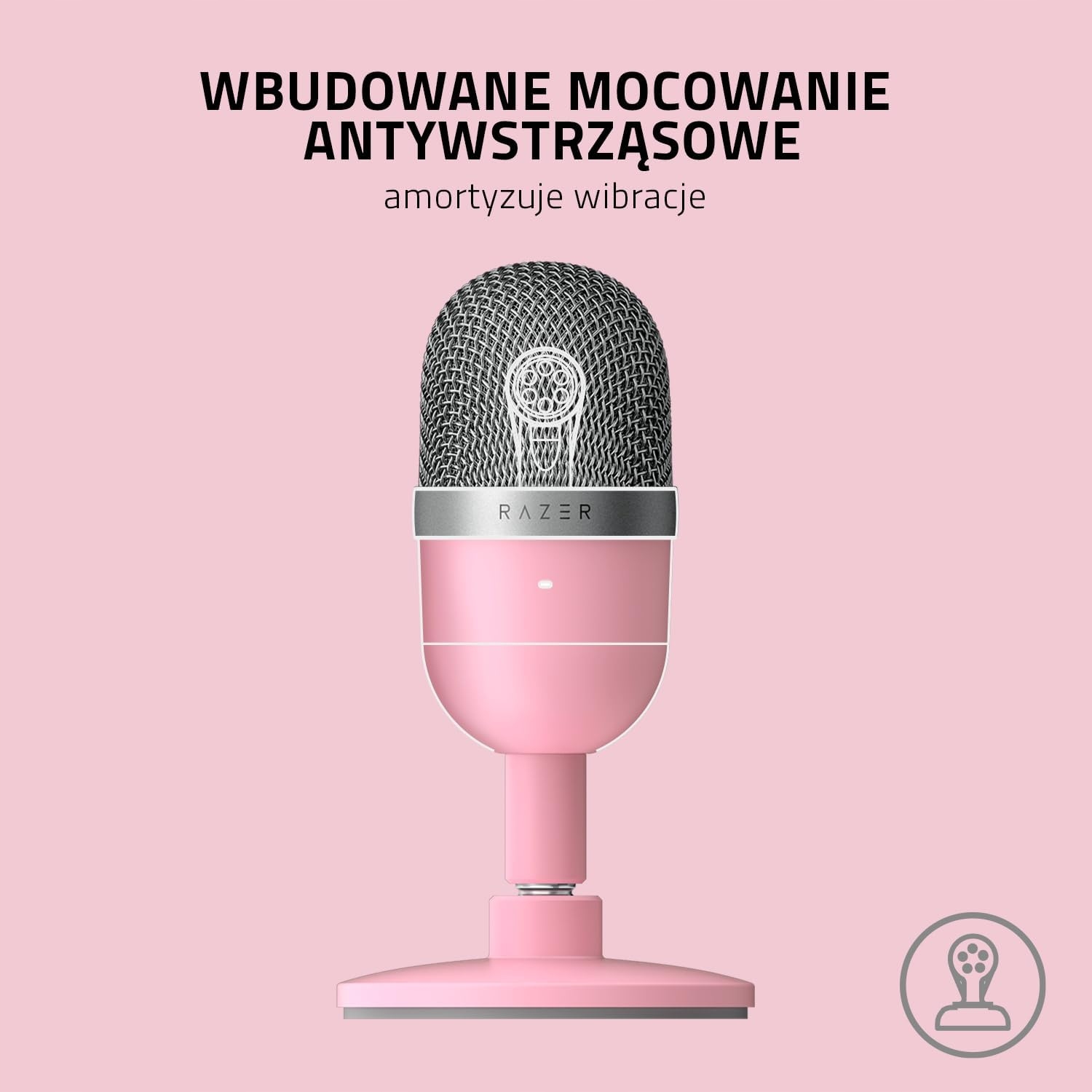 Razer Seiren Mini, mikrofon pojemnościowy, różowy
