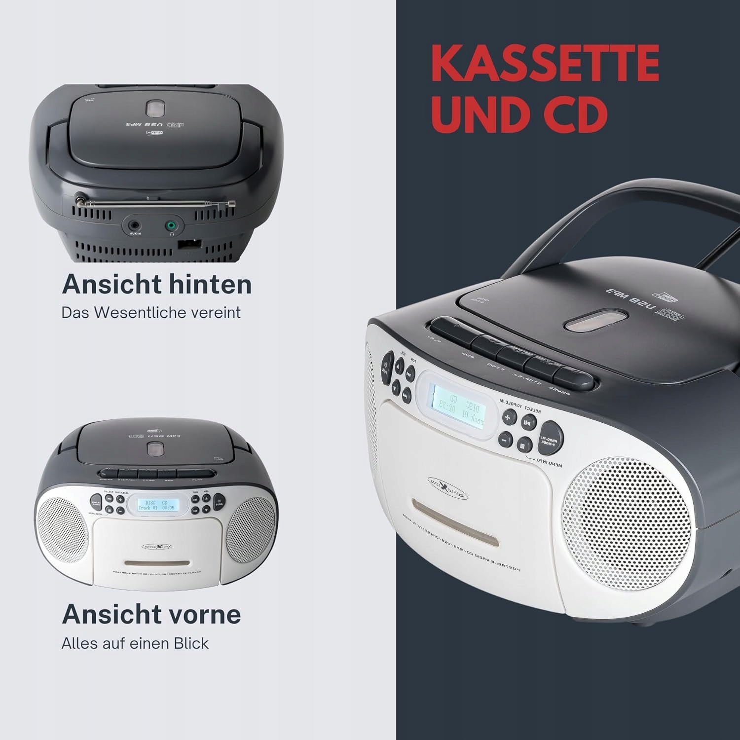 Reflexion Odtwarzacz CD Reflexion RCR2260DAB DAB+, FM AUX wyświetlacz LCD