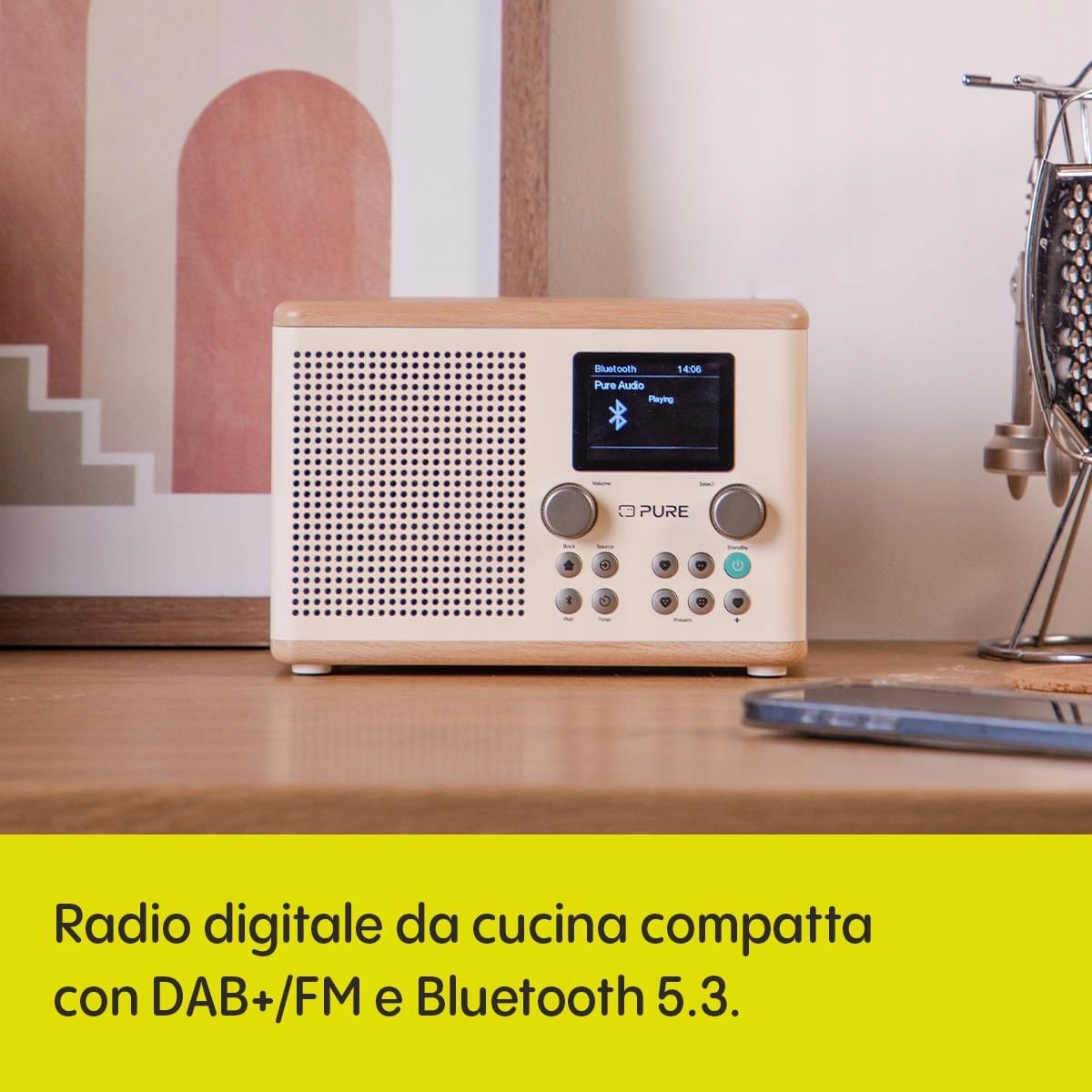 Radioodtwarzacz sieciowy DAB+, FM Pure Classic H4 Biały-dąb Bluetooth