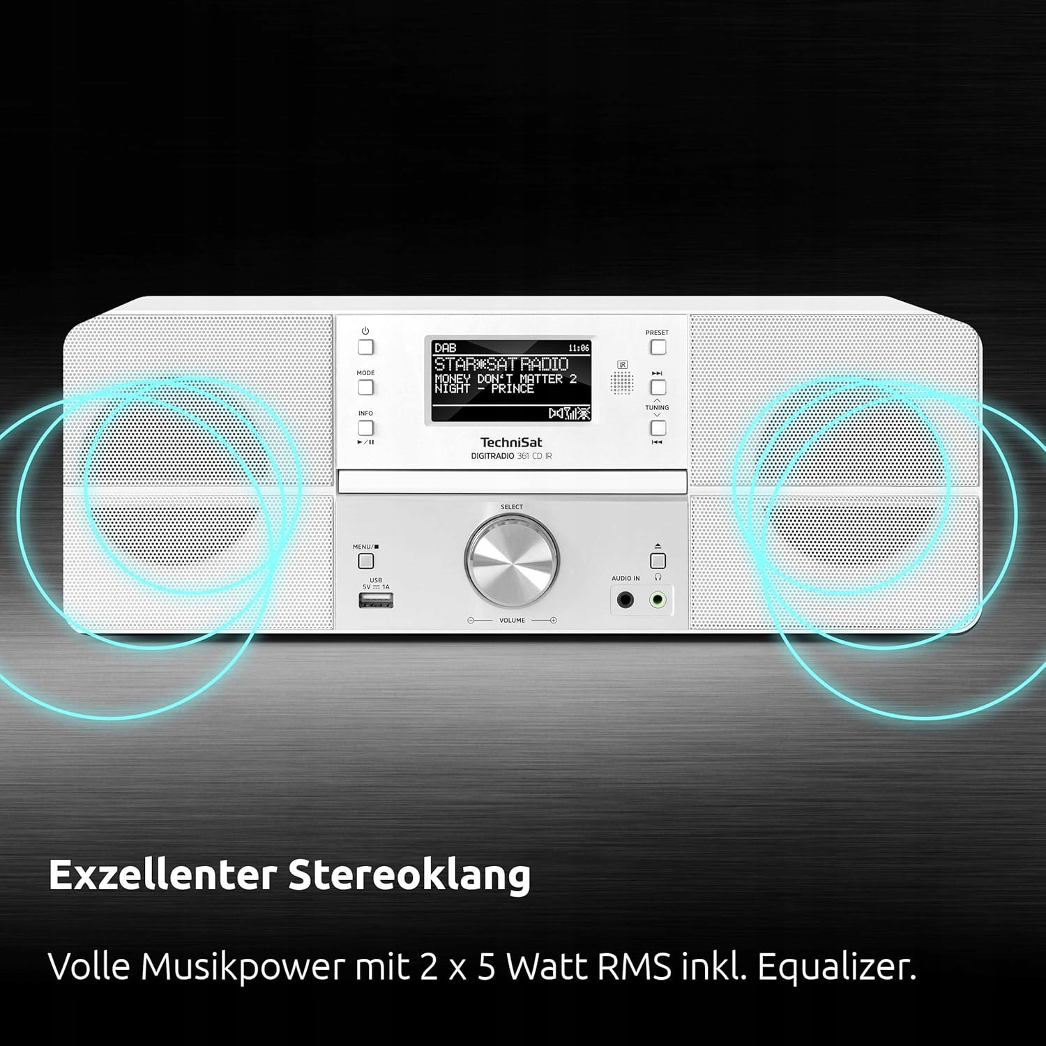 Radio sieciowe DAB+, FM, internetowe TechniSat DigitRadio 361 CD IR Białe