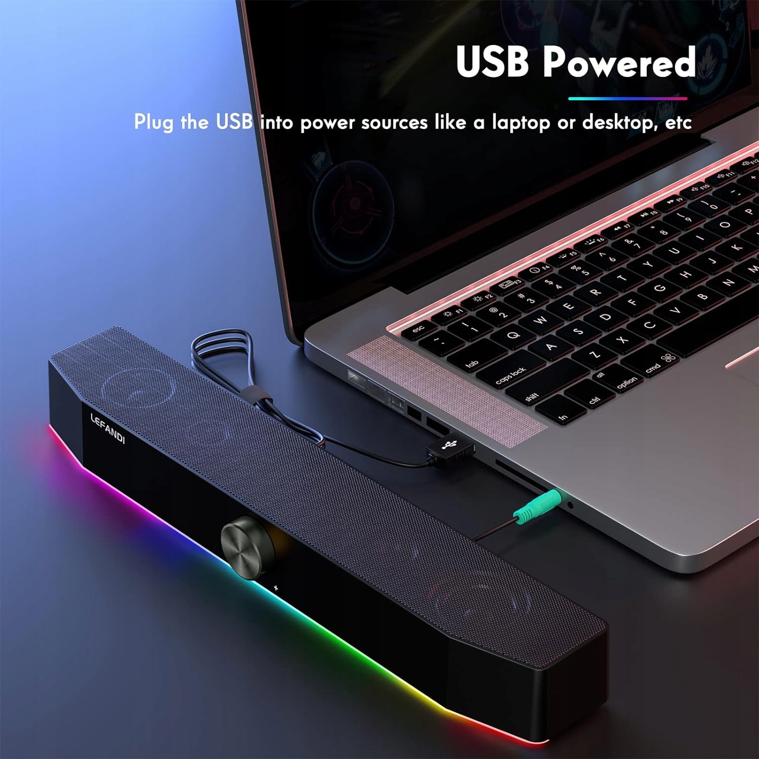 Głośnik przenośny komputerowy LEFANDI D528 czarny 10 W Oświetlenie RGB HIT!