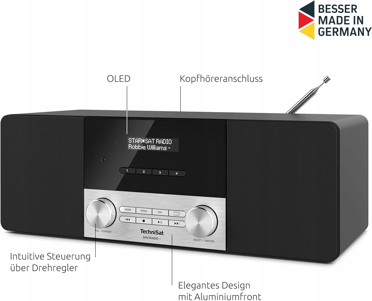 Radio sieciowe DAB+, FM TECHNISAT Digitradio 4 Czarny Bluetooth