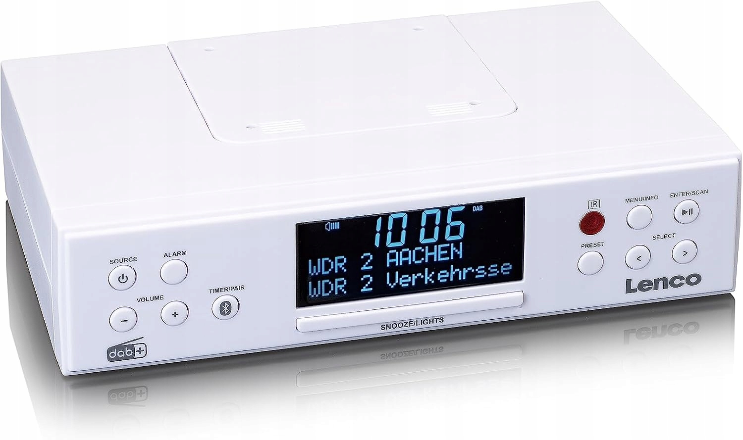 Radio kuchenne Lenco KCR-190WH FM/DAB z Bluetooth Oświetlenie LED TIMER
