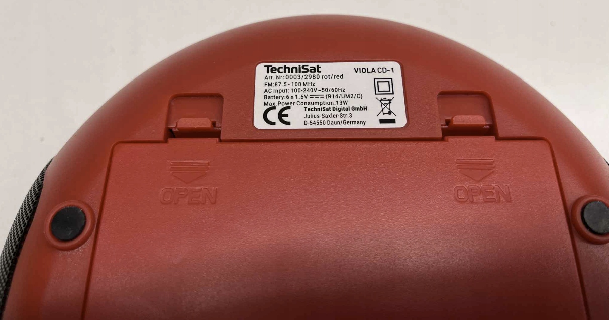 Radioodtwarzacz TechniSat VIOLA CD-1 LCD DAB+ MP3 AUX Bluetooth czerwony