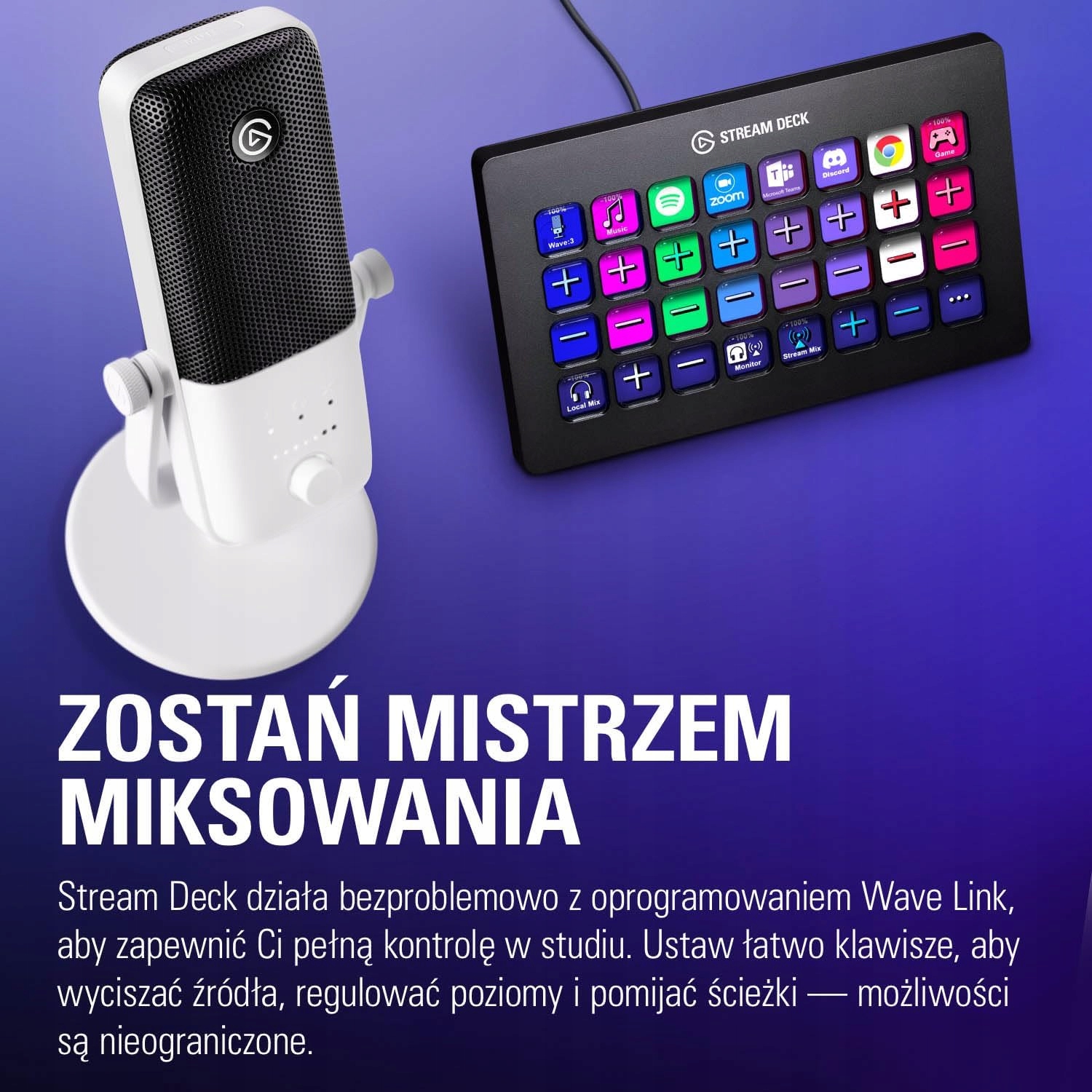 Mikrofon Studyjny Elgato Wave:3 White Pojemnościowy USB-C Stream Dla Graczy