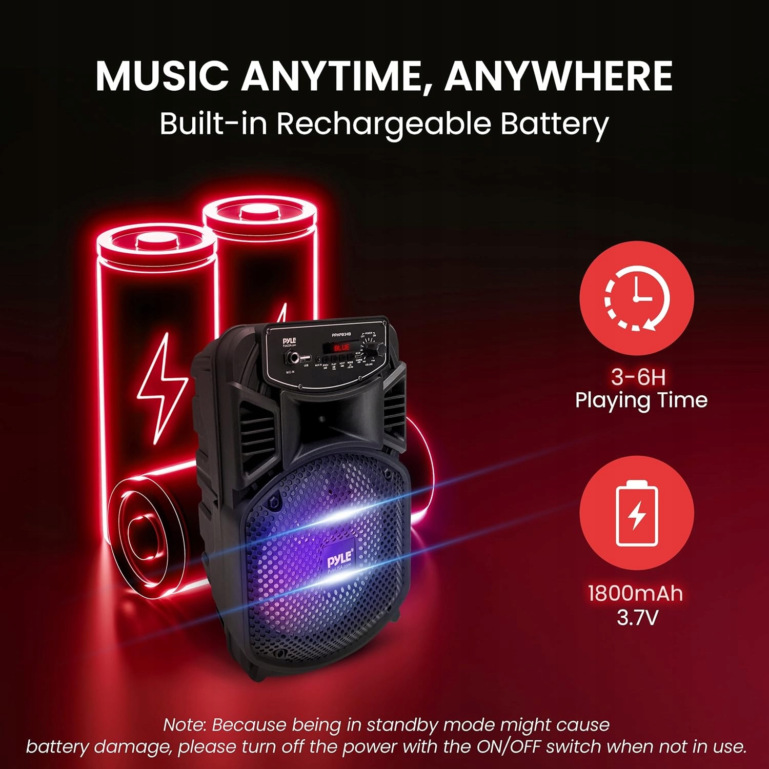 Głośnik bezprzewodowy Bluetooth Pyle PA PPHP834B Bluetooth+ GRATIS MIKROFON