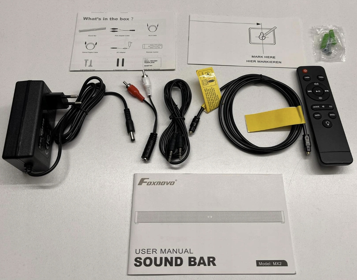 Foxnovo Soundbar MX2 z Bluetooth 6.0 Czarny z Niebieską Diodą LED 80W